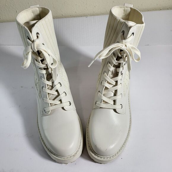 Calvin Klein Shoes - Calvin Klein Samica Lace-Up Quilted Lug Sole Combat Booties Ivory 9M MSRP $189